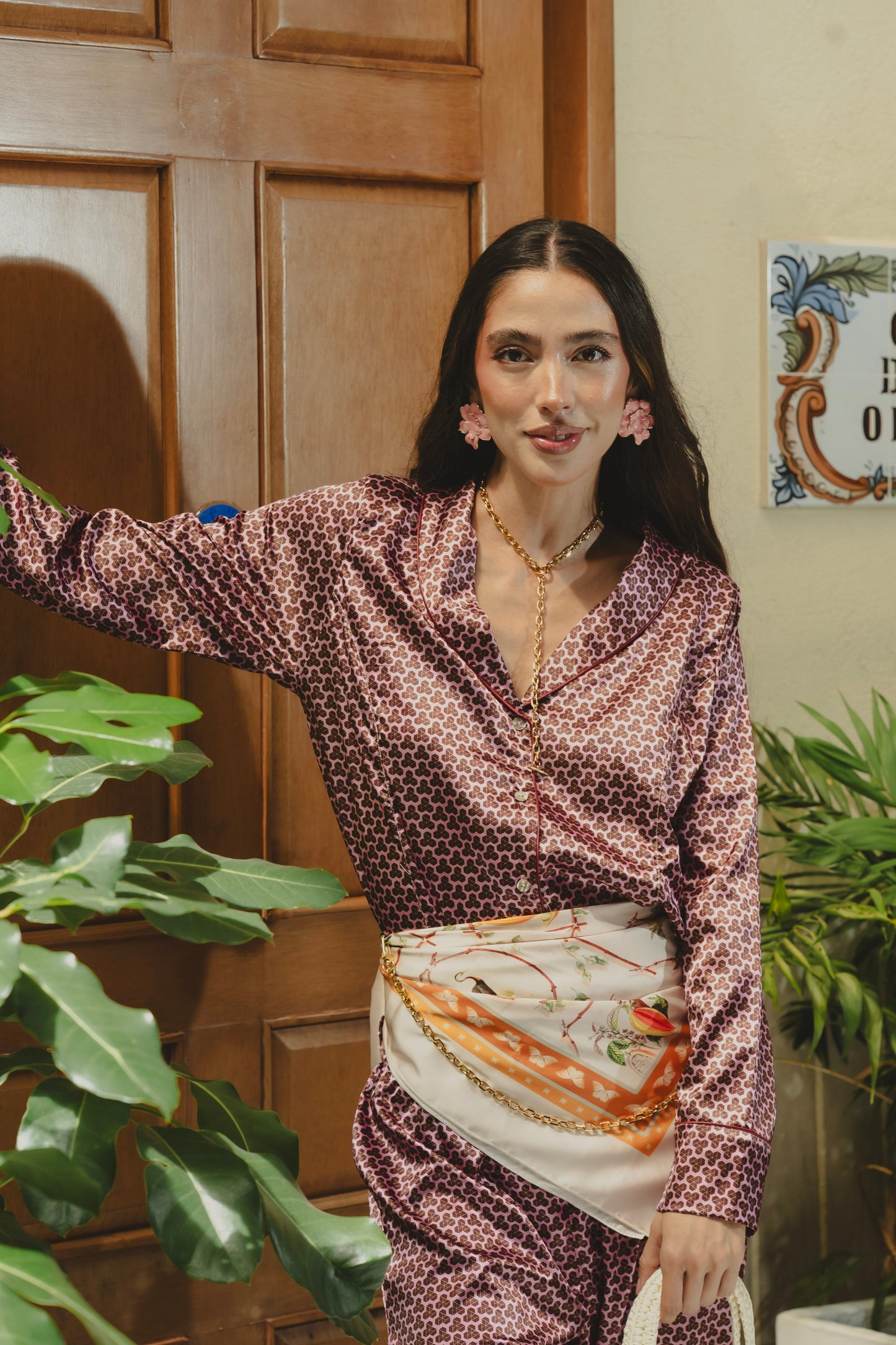 PAJAROS BEIGE SCARF MAXI Flor Amazona Colombia