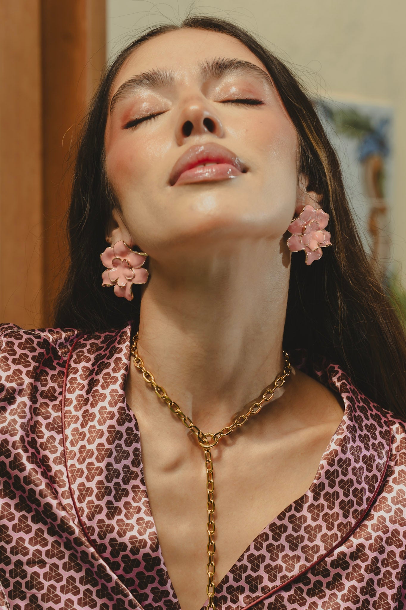 ARETES CATLEYA PINK Flor Amazona Colombia