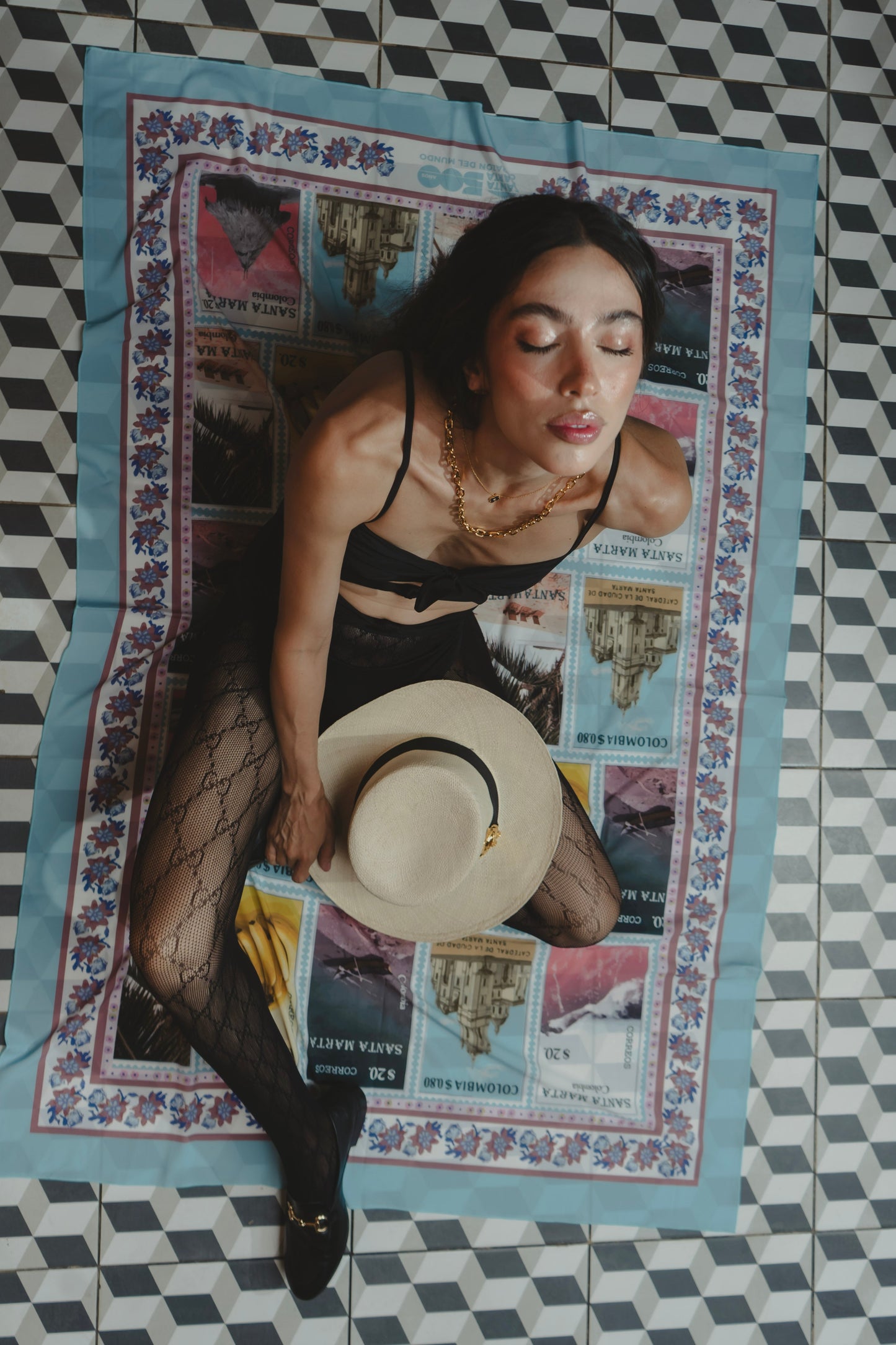 BLUE SANTA MARTA 500 AÑOS BEACH WRAP Flor Amazona Colombia