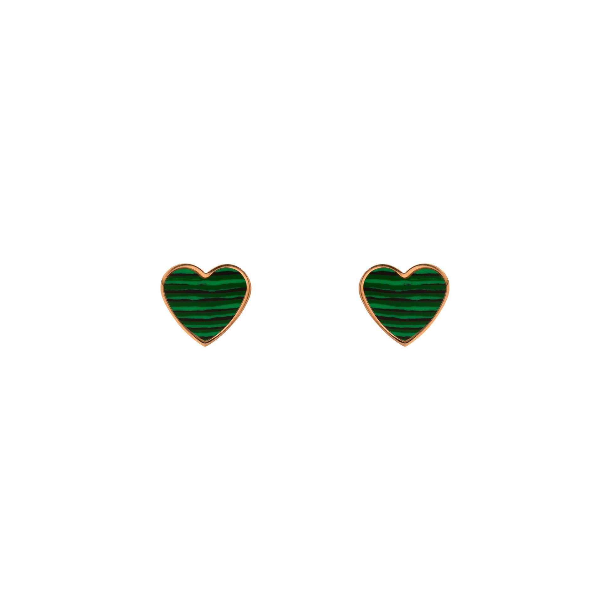Malachite Heart Earrings Flor Amazona Colombia