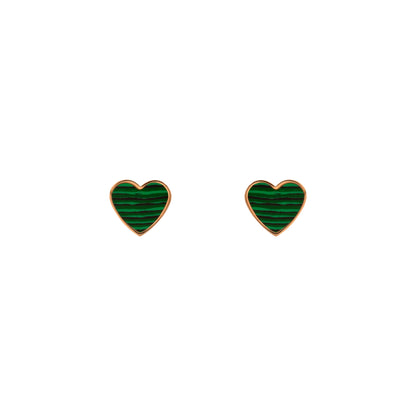 Malachite Heart Earrings Flor Amazona Colombia
