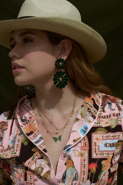 Green Butterfly Necklace Flor Amazona Colombia