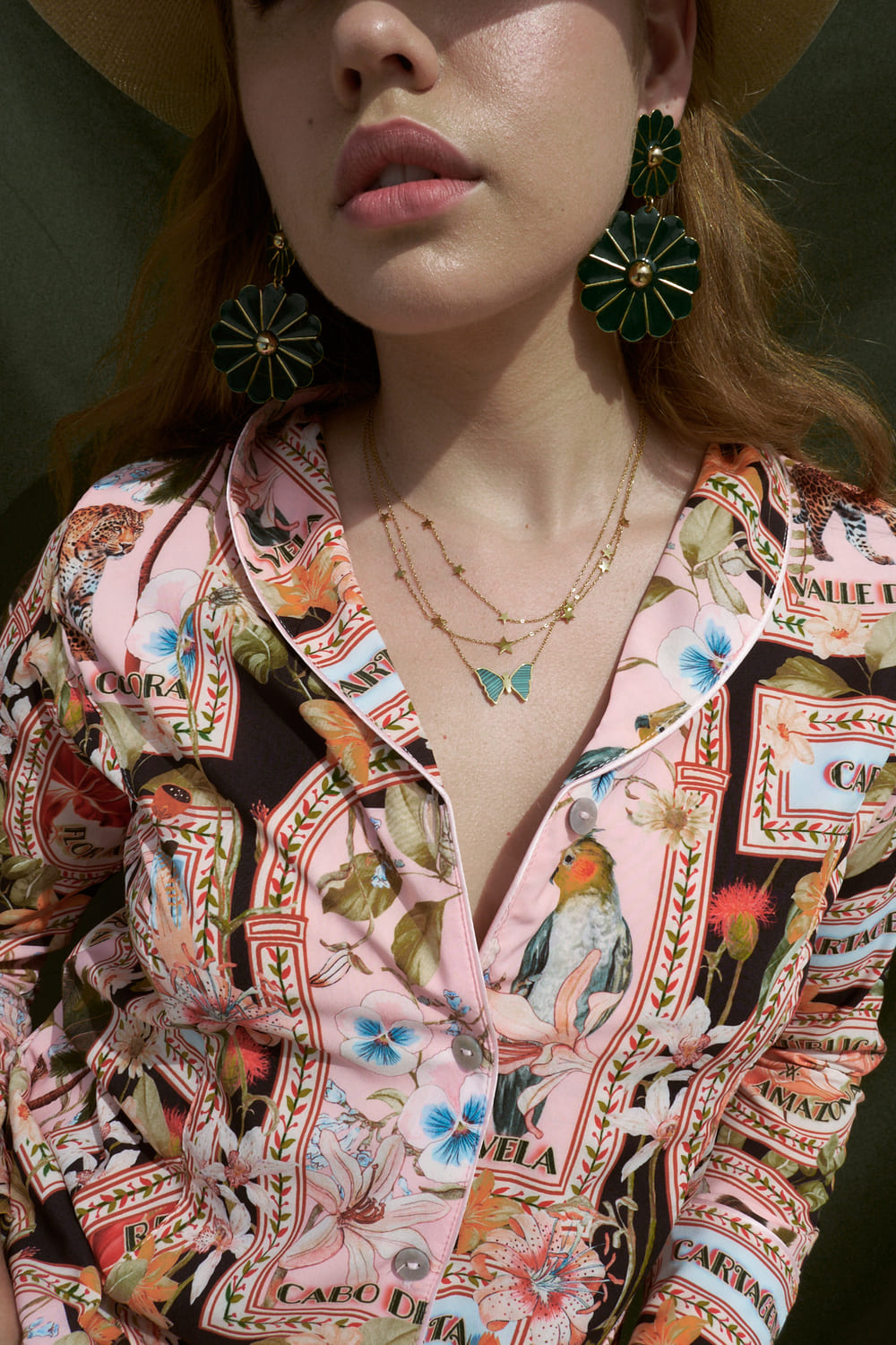 Green Butterfly Necklace Flor Amazona Colombia