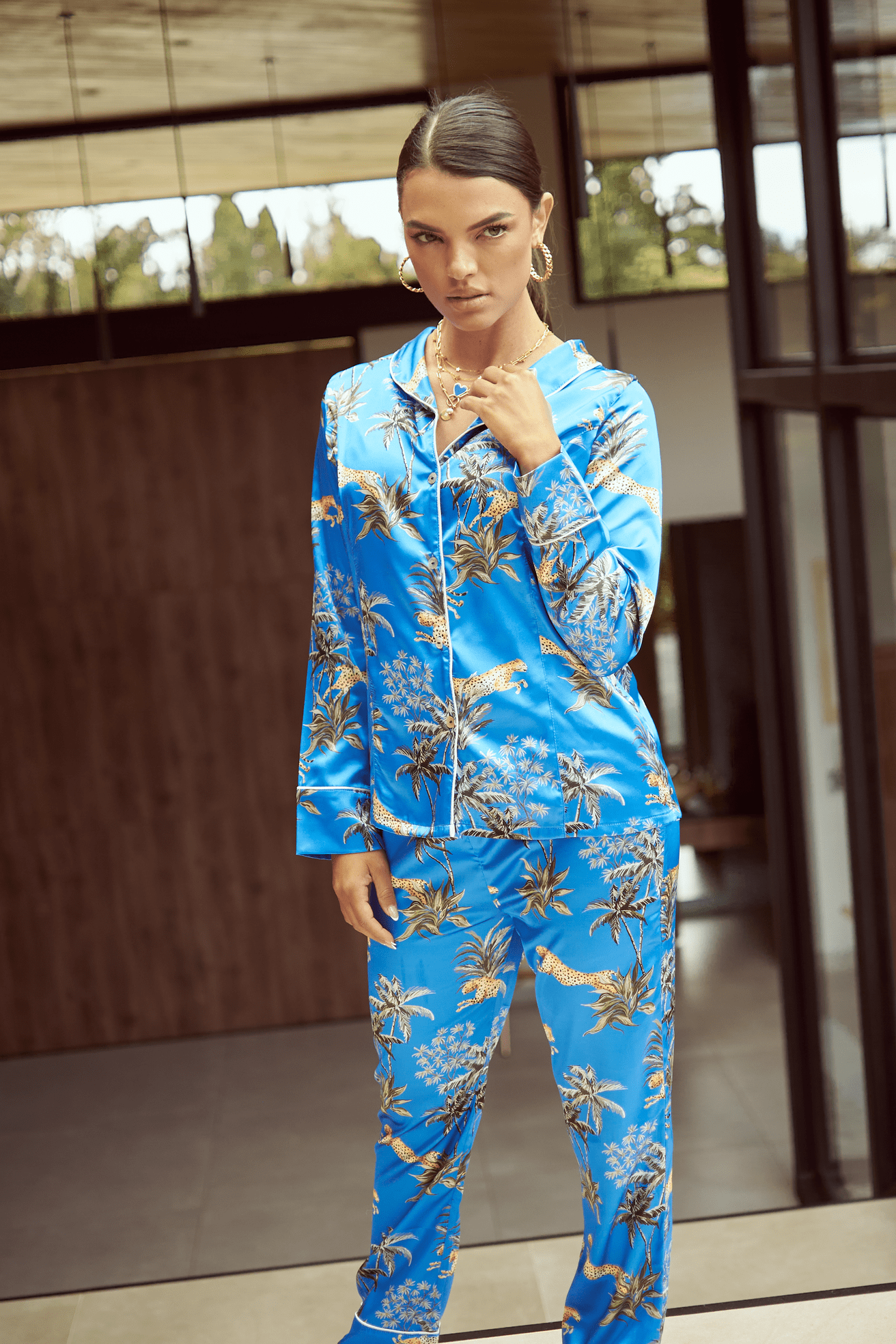 Pj Blue Leopard Pants Flor Amazona Colombia