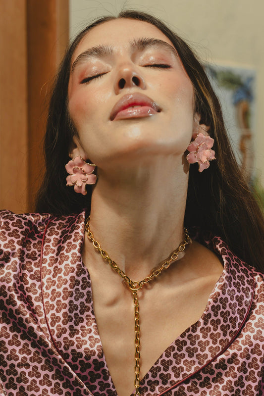 ARETES CATLEYA PINK Flor Amazona Colombia