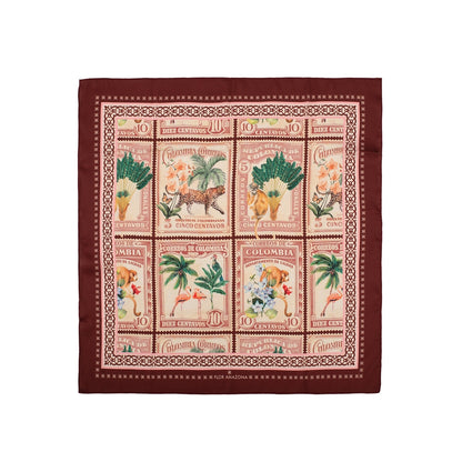 Burgundy Stamps Scarf Flor Amazona Colombia