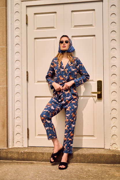 PJ PANTS HORSES BLUE Flor Amazona Colombia